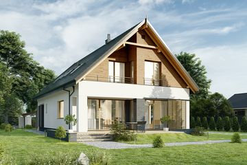  Projekt domu E-265 (WAX1182) - projekt domu parterowego z poddaszem - Zdjęcie 2