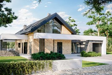  Projekt domu HomeKoncept 66 G1 (KRX1139) - projekt domu parterowego z poddaszem - Zdjęcie 1