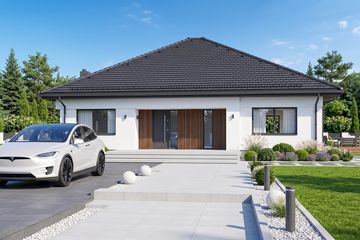 Projekt domu Sej-pro 071 energo - parterowy dom o powierzchni 136,55 m², dach kopertowy - ujęcie 2