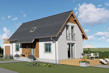 Projekt domu Domek na Łagodnej (064 ET+Gt) (SLF1108) - projekt domu parterowego z poddaszem - Zdjęcie 2