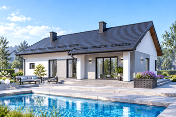 Projekt domu APS 336 wariant 2 + G - parterowy dom o powierzchni 99 m², dach dwuspadowy - ujęcie 2