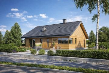 Projekt domu TK134D - parterowy dom o powierzchni 112,13 m², dach dwuspadowy - ujęcie frontu