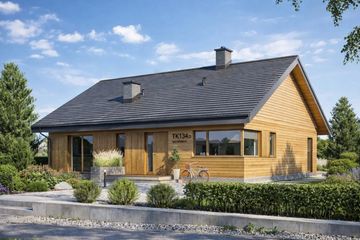 Projekt domu TK134D - parterowy dom o powierzchni 112,13 m², dach dwuspadowy - ujęcie frontu