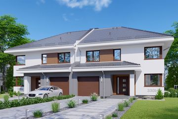  Projekt domu APS 330 wariant 2 bliźniaczy (LUA1510) - projekt domu z pełnym piętrem - Zdjęcie 1