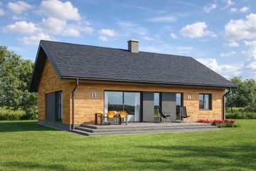 Projekt domu TK103 - parterowy dom o powierzchni 101,79 m², dach dwuspadowy - ujęcie frontu