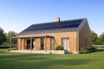 Projekt domu TK102SD - parterowy dom o powierzchni 98,90 m², dach dwuspadowy - ujęcie frontu