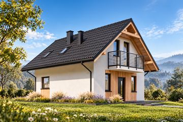 Projekt domu L-304 murowany - parterowy z poddaszem dom o powierzchni 73,82 m², dach dwuspadowy - ujęcie 4