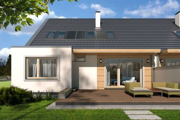 Projekt domu Vivien A - bliźniak LLL - parterowy z poddaszem dom o powierzchni 125,30 m², dach dwuspadowy - ujęcie 3