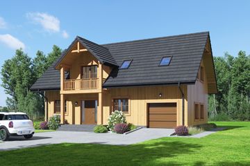  Projekt domu Milicz 55 dws (KRP2481) - projekt domu parterowego z poddaszem - Zdjęcie 1