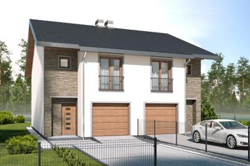  Projekt domu Konrad 2 - bliźniak pl+p (WRD3077) - projekt domu z pełnym piętrem - Zdjęcie 1