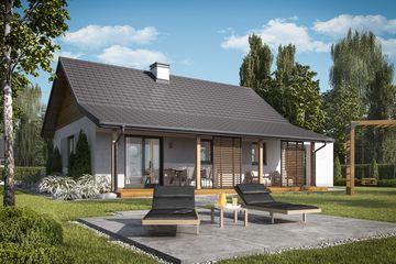  Projekt domu letniskowego Barbados 3B dom letniskowy z wiatą (SLN2727) - projekt domu letniskowego parterowego - Zdjęcie 2