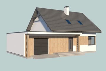  Projekt domu Sevilla 3A szkielet drewniany z pojedynczym garażem (SLN2743) - projekt domu parterowego z poddaszem - Zdjęcie 3
