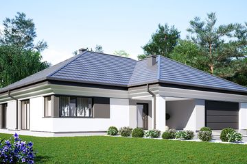  Projekt domu uA196 (WCB1265) - projekt domu parterowego z poddaszem - Zdjęcie 1