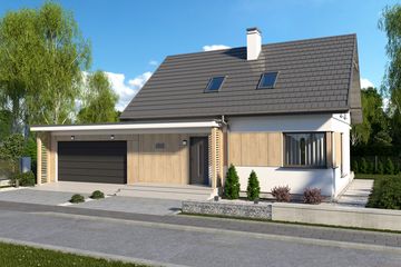  Projekt domu Sevilla 3B szkielet drewniany z podwójnym garażem (SLN2744) - projekt domu parterowego z poddaszem - Zdjęcie 1