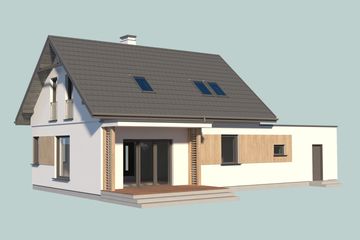  Projekt domu Sevilla 3B szkielet drewniany z podwójnym garażem (SLN2744) - projekt domu parterowego z poddaszem - Zdjęcie 4