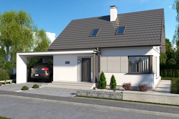  Projekt domu Sevilla 3C z wiatą garażową (SLN2745) - projekt domu parterowego z poddaszem - Zdjęcie 1