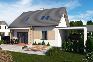  Projekt domu Sevilla 3C szkielet drewniany z wiatą garażową (SLN2746) - projekt domu parterowego z poddaszem - Zdjęcie 2