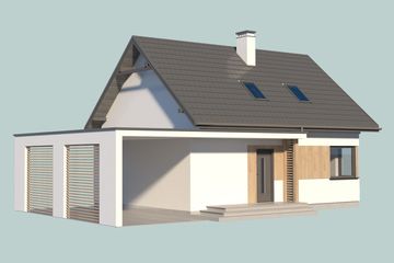  Projekt domu Sevilla 3C szkielet drewniany z wiatą garażową (SLN2746) - projekt domu parterowego z poddaszem - Zdjęcie 3