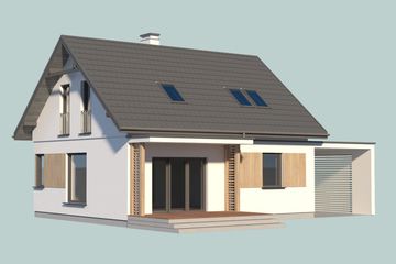  Projekt domu Sevilla 3C szkielet drewniany z wiatą garażową (SLN2746) - projekt domu parterowego z poddaszem - Zdjęcie 4