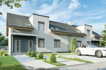  Projekt domu Melisa 1 - bliźniak LLL (WRD2987) - projekt domu parterowego z poddaszem - Zdjęcie 1