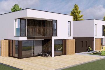 Projekt domu EX 2 G1 energo plus (bliźniak) - z pełnym piętrem dom o powierzchni 125,15 m², dach płaski - ujęcie 2