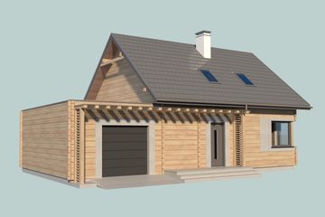  Projekt domu Sevilla 3A bale drewniane z pojedynczym garażem (SLN2763) - projekt domu parterowego z poddaszem - Zdjęcie 4