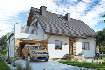  Projekt domu BW-36 wariant 1 (JGC1239) - projekt domu parterowego z poddaszem - Zdjęcie 1