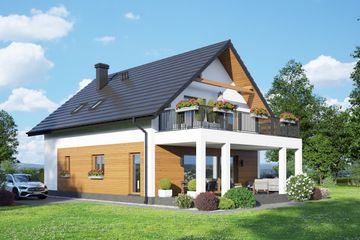  Projekt domu Grochów 1m (KRP2498) - projekt domu parterowego z poddaszem - Zdjęcie 1