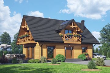  Projekt domu Henryków b1 dws (KRP2504) - projekt domu parterowego z poddaszem - Zdjęcie 1