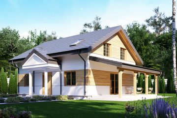  Projekt domu uA204 (WCB1294) - projekt domu parterowego z poddaszem - Zdjęcie 1