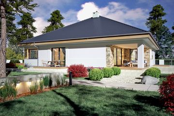  Projekt domu Czarnuszka z wiatą [A1] (WRF2311) - projekt domu parterowego - Zdjęcie 2