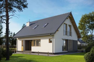  Projekt domu E-273 (WAX1195) - projekt domu parterowego z poddaszem - Zdjęcie 1