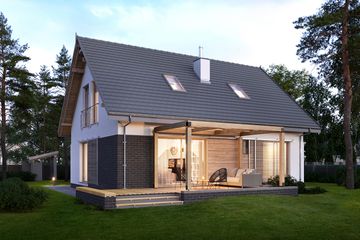  Projekt domu E-273 (WAX1195) - projekt domu parterowego z poddaszem - Zdjęcie 2
