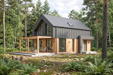 Projekt domu Sej-pro 040 energo - parterowy z poddaszem dom o powierzchni 81,57 m², dach dwuspadowy - ujęcie 2