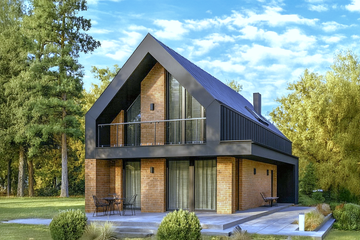 Projekt domu Sej-pro 072/2 energo - parterowy z poddaszem dom o powierzchni 98,47 m², dach dwuspadowy, koszt budowy 284 000 zł - ujęcie frontu