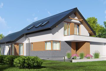  Projekt domu uA49v1 (WCB1309) - projekt domu parterowego z poddaszem - Zdjęcie 1
