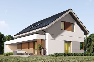 Projekt domu uA34v5 - parterowy z poddaszem dom o powierzchni 107,83 m², dach dwuspadowy - ujęcie 2