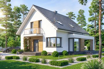 Projekt domu Lungo 4 modern - parterowy z poddaszem dom o powierzchni 110,33 m², dach dwuspadowy - ujęcie 2