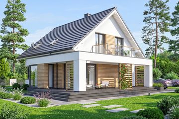 Projekt domu Lungo 4 modern - parterowy z poddaszem dom o powierzchni 110,33 m², dach dwuspadowy - ujęcie 3