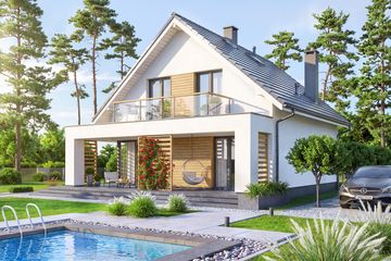 Projekt domu Lungo 4 modern - parterowy z poddaszem dom o powierzchni 110,33 m², dach dwuspadowy - ujęcie 4
