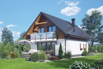  Projekt domu Gniazdowo a4 (KRP2517) - projekt domu parterowego z poddaszem - Zdjęcie 1