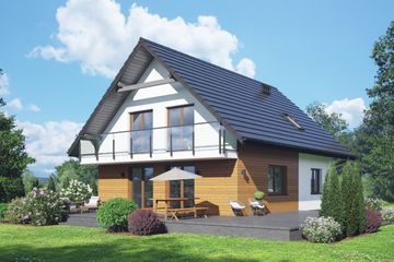  Projekt domu Gryfinowo b1m (KRP2519) - projekt domu parterowego z poddaszem - Zdjęcie 1