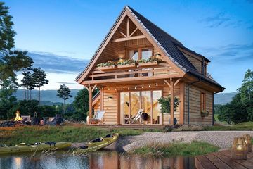  Projekt domu Chatka 2 drewniana (WAH2075) - projekt domu parterowego z poddaszem - Zdjęcie 2