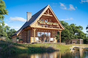  Projekt domu Chatka 2 drewniana (WAH2075) - projekt domu parterowego z poddaszem - Zdjęcie 3