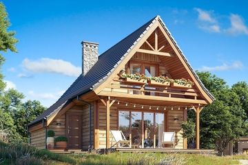  Projekt domu Chatka 2 drewniana (WAH2075) - projekt domu parterowego z poddaszem - Zdjęcie 1