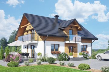  Projekt domu Cedrowo b1mk (KRP2525) - projekt domu parterowego z poddaszem - Zdjęcie 1