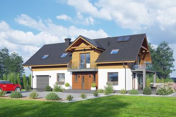  Projekt domu Karowice m22g (KRP2530) - projekt domu parterowego z poddaszem - Zdjęcie 1