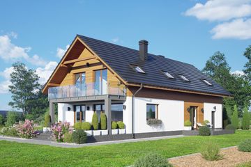  Projekt domu Karowice m22g (KRP2530) - projekt domu parterowego z poddaszem - Zdjęcie 2