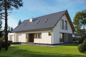  Projekt domu E-280 (WAX1212) - projekt domu parterowego z poddaszem - Zdjęcie 1