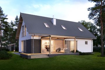  Projekt domu E-280 (WAX1212) - projekt domu parterowego z poddaszem - Zdjęcie 2